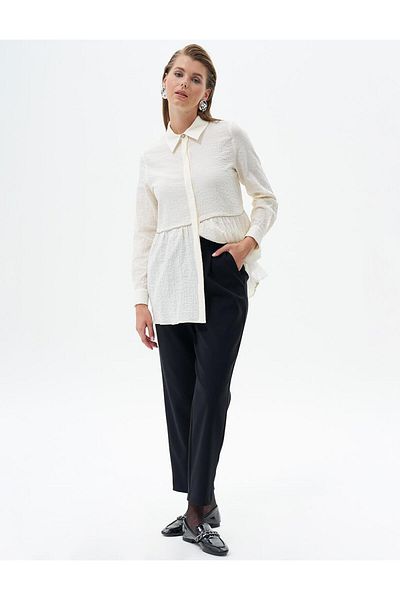 Kayra Black Carrot Pants - Waist Detailed