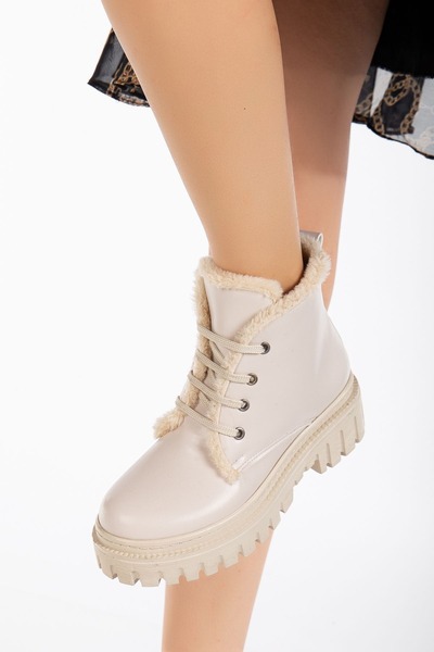 DARUGA أحذية نسائية يومية من الفرو بنعل سميك وسحاب