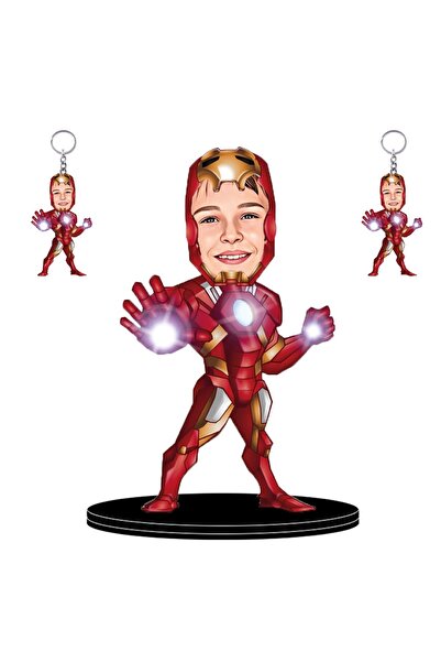 wonderlike Kişiye Özel Iron Man Figürlü Çocuk 2 Adet Anahtarlık Hediyeli 3d A...