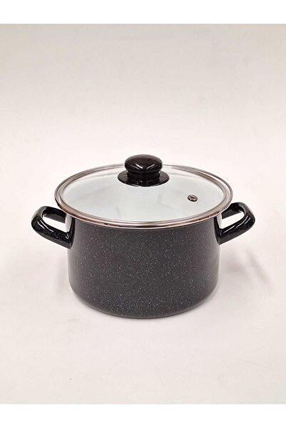 GİZEM Emaye Derin Düz Tencere 18 cm 2,8 Litre // Siyah // İNDÜKSİYON OCAKTA K...