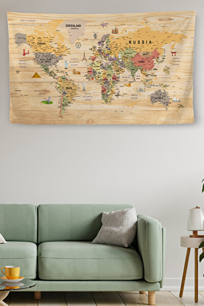 N NOXXO Настінне покриття / килим Сучасна англійська пастельна карта світу з ...