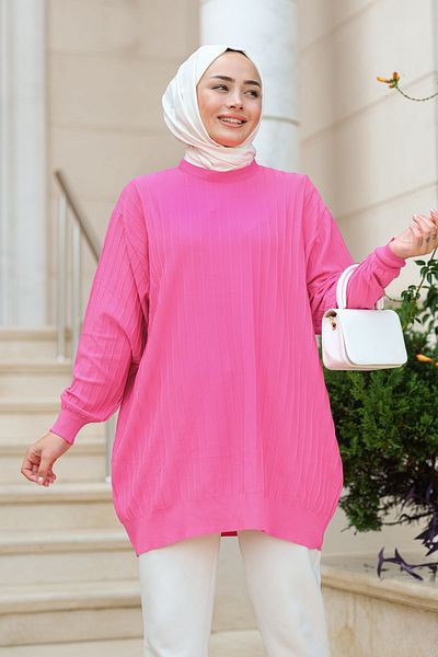 LOCCO Fuchsia Crew Neck Tunic