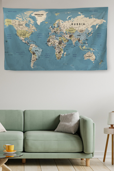 N NOXXO Настінне покриття / килим Детальна сучасна англійська карта світу Які...