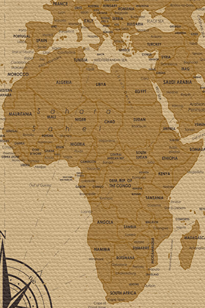 N NOXXO Wall Cloth / Carpet Antique Vintage Canvas Fabric World Map-3958