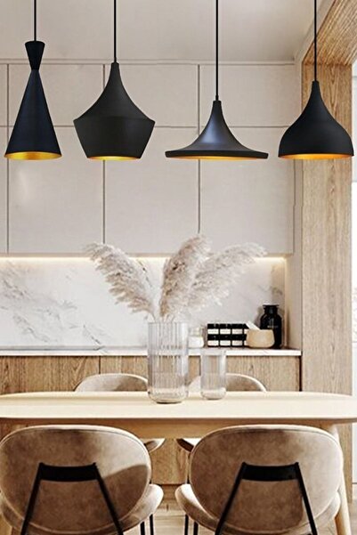 Bamyum Siyah Dörtlü Magna Avize Sarkıt Yemek Masaüstü Iç Mekan Pastane Ofis Dükkan Modern Restoran