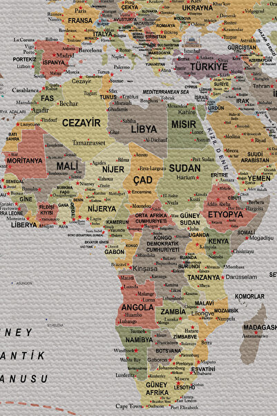 N NOXXO Wall Cover / Carpet Detailed Turkish Current World Map Quality Canvas Fabric-3965