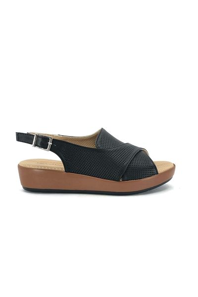 Kids Club Shoes Ayakdaş 5513 Γυναικεία πέδιλα με ίσια τακούνι ΜΑΥΡΟ