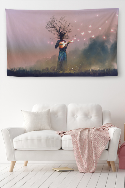 N NOXXO Tapiserie de perete din pânză de calitate cu tematică de femeie care luminează noaptea - 4019