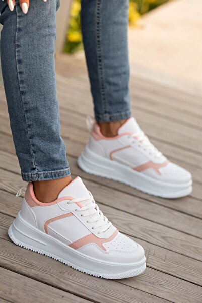 Ccway Ženske sportske cipele na vezanje BELI PRAŠAK