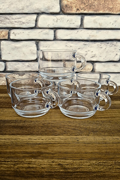 ELEGANCEV SAPLI ÇAY BARDAĞI- NESCAFE BARDAĞI-KAHVE BARDAĞI-6 ADET - 270 CC