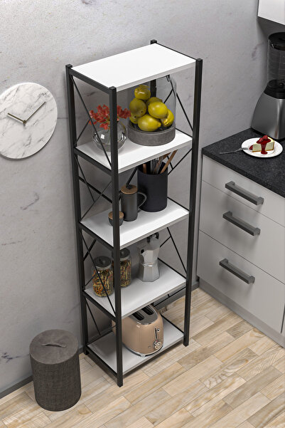 mormanya Felixxce Metal Tekli Mutfak Rafı Malzeme Dolabı 5 Raflı Mikrodalga F...