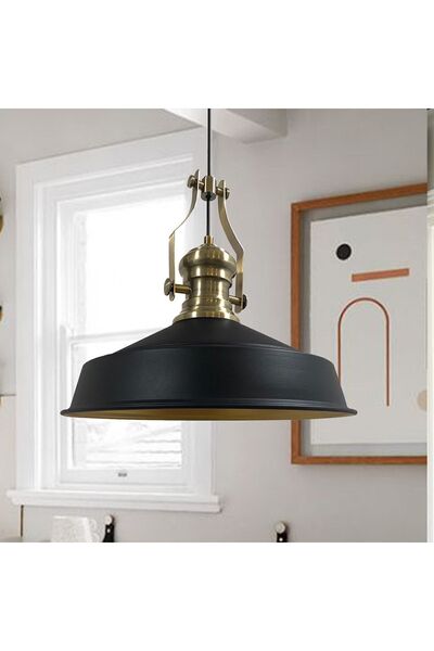 Bamyum Asaletli Tekli Siyah Avize Yeni Eskitme Başlık Retro Sarkıt Lamba Dükk...