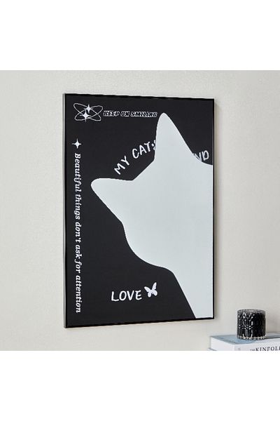 Home Box Fero Cat Tinted Framed Mirror Wall Art - 50x2x70 cm