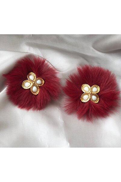 HobiMark25 Bordo incili patik süsü,gold incili patik tokası,tüylü süslü patik...