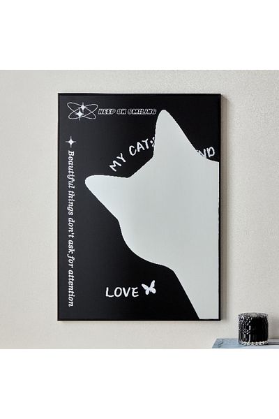 Home Box Fero Cat Tinted Framed Mirror Wall Art - 50x2x70 cm