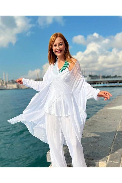 Bohem Stil Italian Silk Detailed Oversize Kaftan & Blouse