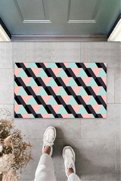 Lasirius Pink Door Mat D Triangle Pattern
