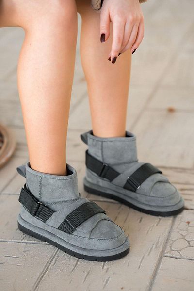 Parponi Jarro Γυναικείες Suede Μπότες με Γούνα Εσωτερικά Γκρι