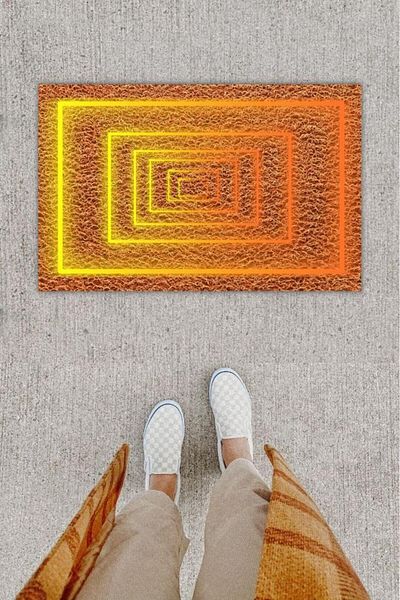 GLOBELUX Digital Printing Decorative Stripe Brown Door Mat K-1244