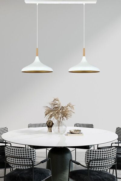 Bamyum Ikili Champion Beyaz Sarkıt Lamba Yemek Masası Oturma Odası Mutfak Salon Otel Café