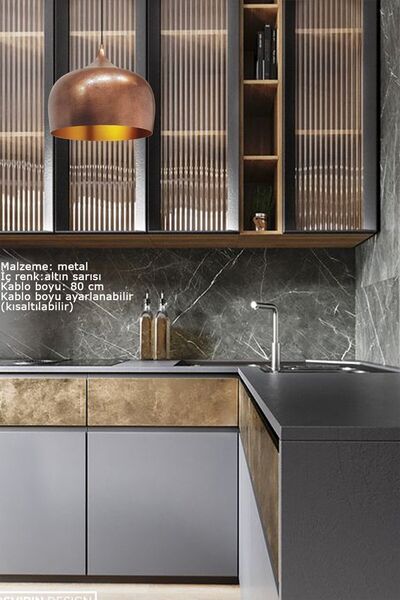 Bamyum Bakır Rengi Yeni Nesil Tekli Avize Salon Masaüstü Mutfak Cafe Tekli Eskitme Lamba Vintage