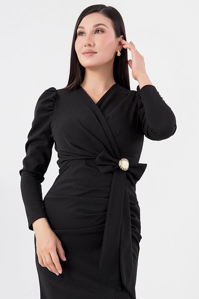 PULLIMM Double Breasted Collar Long Sleeve Slit Dress Grs3565