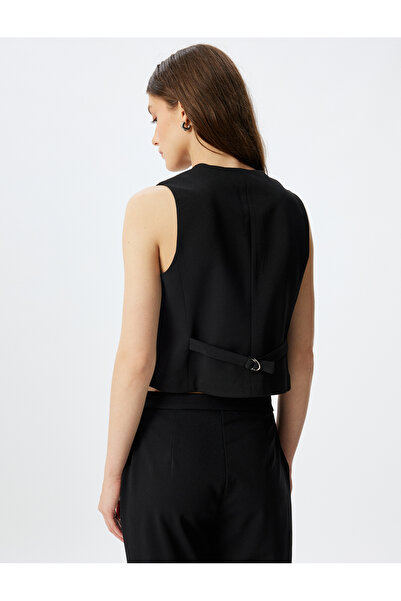 Koton Blazer Jacket με κουμπιά V-λαιμόκοψη Slim Fit Crepe Scuba ύφασμα