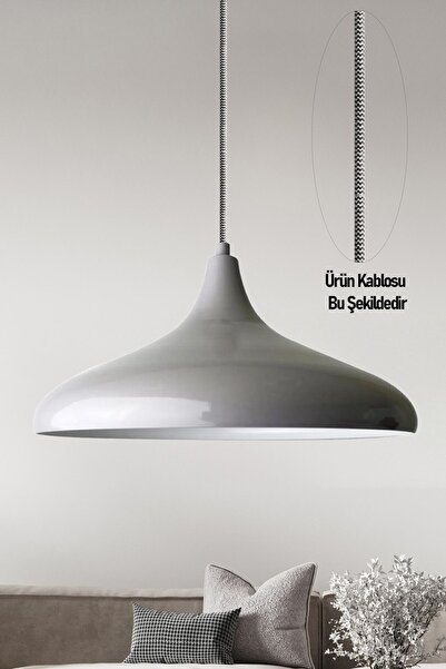 Bamyum Champion Gri Özel Kablo Avize - Alüminyum 35 Cm Cafe Rustik Sarkıt Mutfak Lamba Modelleri