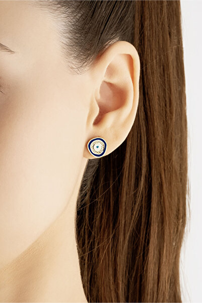 So CHIC... Horus'un Gözü 18 Ayar Sarı Altın Kaplama Gümüş Nazar Küpe