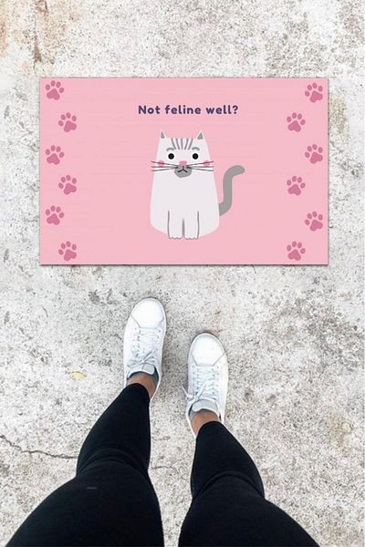 Lasirius Digital Printing Pink Paw Pattern Door Mat