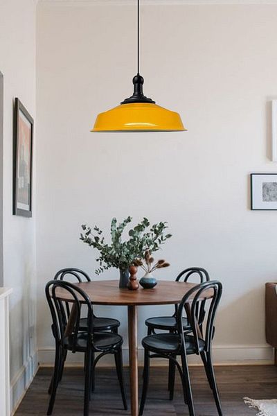 Bamyum Black Long Knob Head Retro Pendant Lamp with Yellow Nobility Restaurant Living Room Lighting