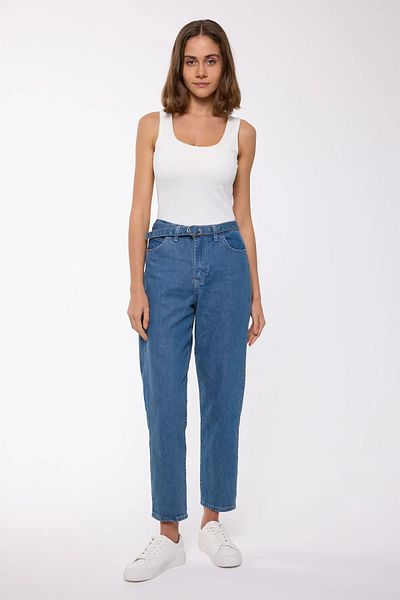 Hiccup Blugi Mom Fit cu talie înaltă cu detaliu curea