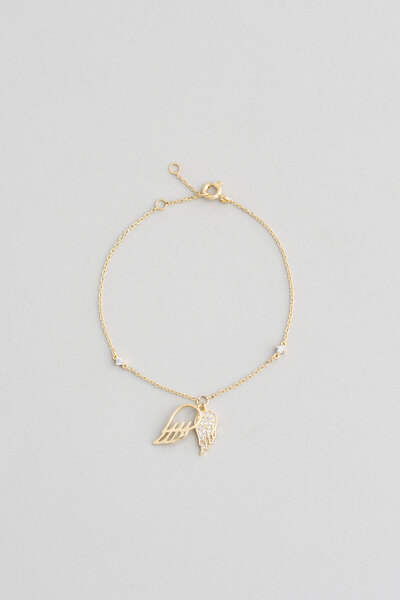 So CHIC... Melek Kanadı 18 Ayar Sarı Altın Kaplama Gümüş Minimal Bileklik