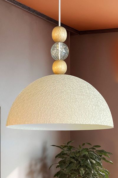 Bamyum Light Cream Crystal Beaded Yimpi Textured Chandelier - Single Pendant Lamp Living Room Hairdresser Decorative Patisserie