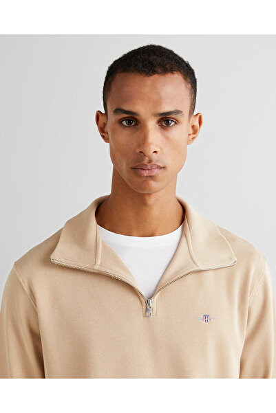 Gant Erkek Bej Regular Fit Yarım Fermuarlı Sweatshirt