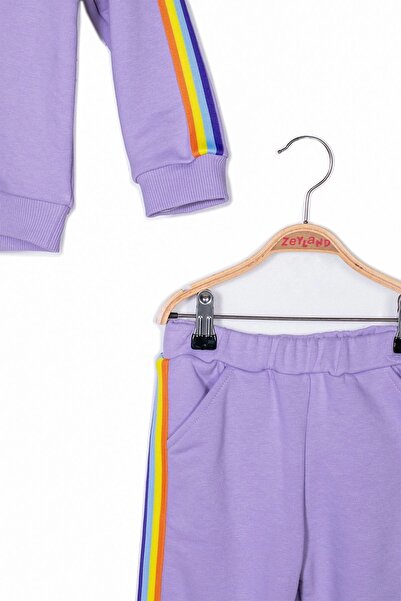 Kids' Little Store Kız Çocuk Lila Rengi Şeritli Eşofman Takım