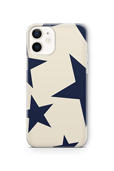 Space Star iPhone 12 Mini Uyumlu Yıldız Tasarım Baskılı Şeffaf Kılıf