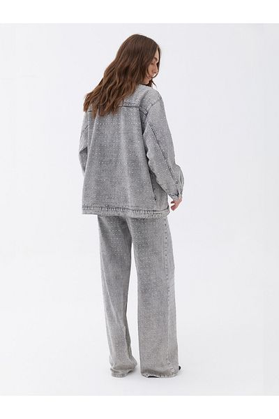 Nocturne Oversize Jeans Jacket with Stone Design