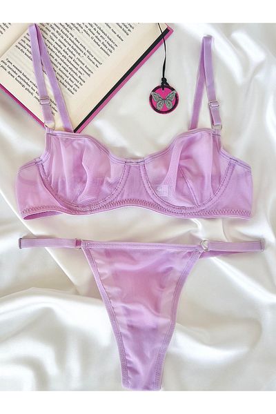 Arinda Lilac Comfort Tulle Underwire Capless Underwear Set