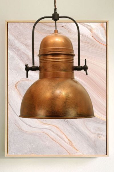 Bamyum Copper Color Single Retro Chandeliers - Metal Pendant Lamp, for Living Room Cafe Restaurant