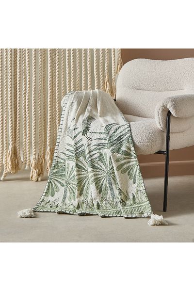 Home Box Cancun Palm Printed Slub Throw - 130x170 cm