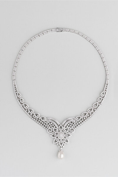 So CHIC... Diana İnci 18 Ayar Beyaz Altın Kaplama Gümüş Tasarım Gerdanlık