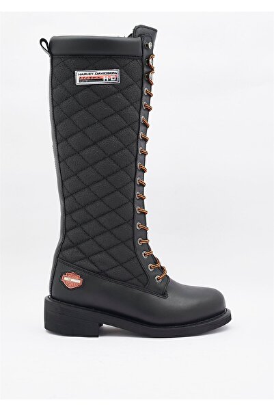 Harley Davidson حذاء نسائي من الجلد الأسود من Rem
