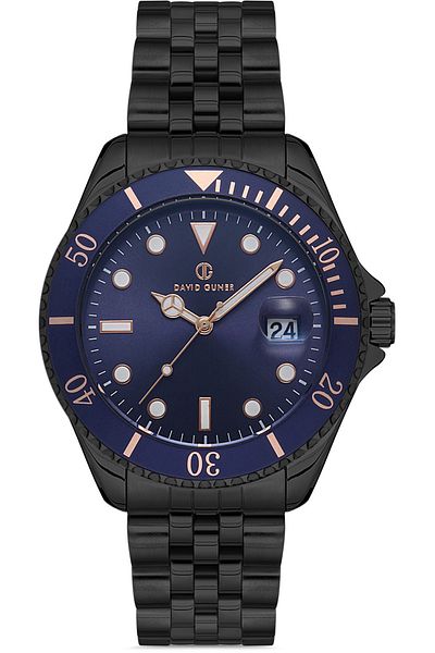 DAVID GUNER Gun Coated Blue Dial Men's Watch Dg-8230Ga-V3