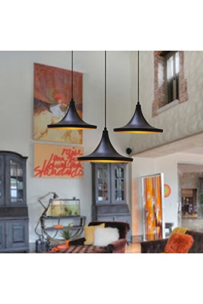 Bamyum Üçlü Geniş Circle Siyah Sarkıt Sarkıt Lamba Yemek Masası Oturma Odası Mutfak Hol Salon Otel