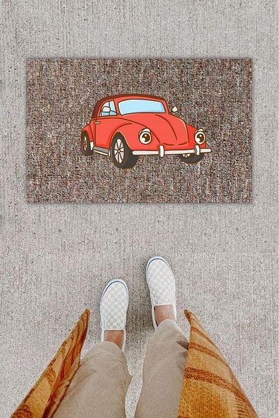 GLOBELUX Red Digital Printed Vosvos Door Mat - K-1281