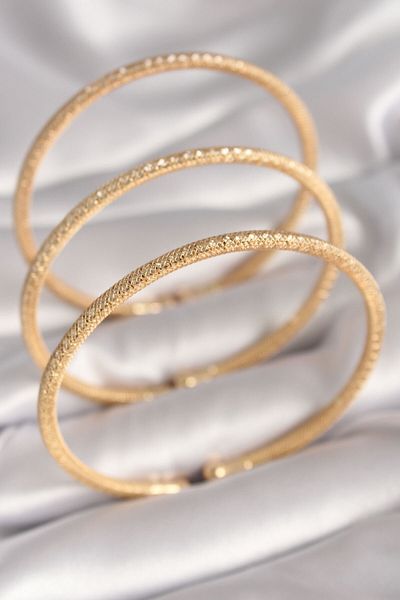 Skygo Special Series Brass Gold Color Zircon Stone Detail 3-Piece Straw Model Women's Bracelet