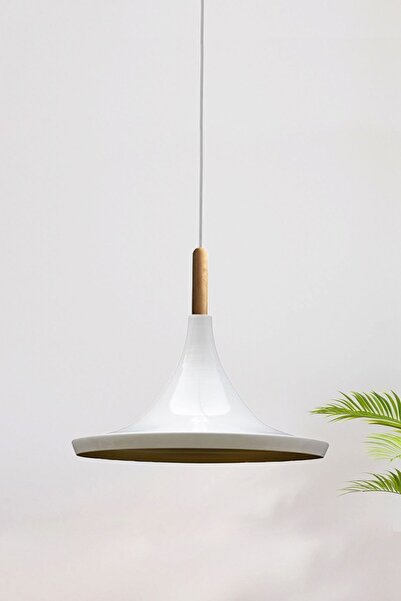 Bamyum Geniş Metal Avize Ahşap Başlık Mutfak Salon Cafe Ofis Pastane Tekli Sa...