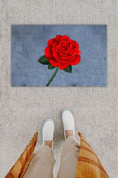 GLOBELUX Red Digital Printed Rose Mat - Door Front, K-1294