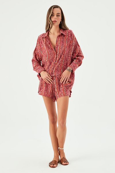 Sandshaped PRINKIPO VEGAN SILK SHIRT RED